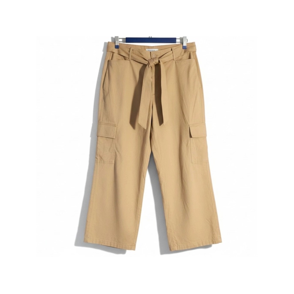 Ava & Viv Womens Plus Size 18 Tan Cargo Pants Wide Leg Tie Waist Khaki New